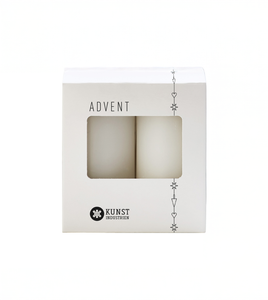 Advent Candles, set of 4 candles, Ø=6 cm, EN 15426 - White #01