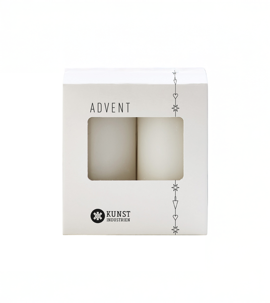 Advent Candles, set of 4 candles, Ø=6 cm, EN 15426 - White #01