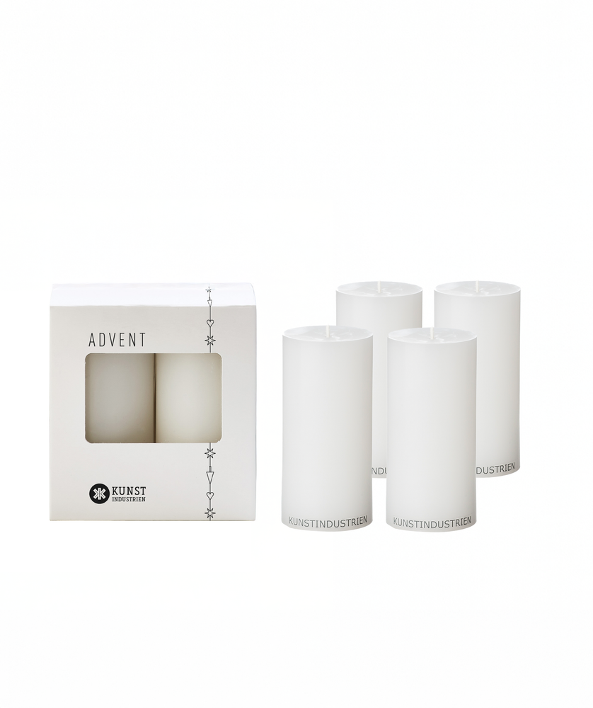 Advent Candles, set of 4 candles, Ø=6 cm, EN 15426 - White #01