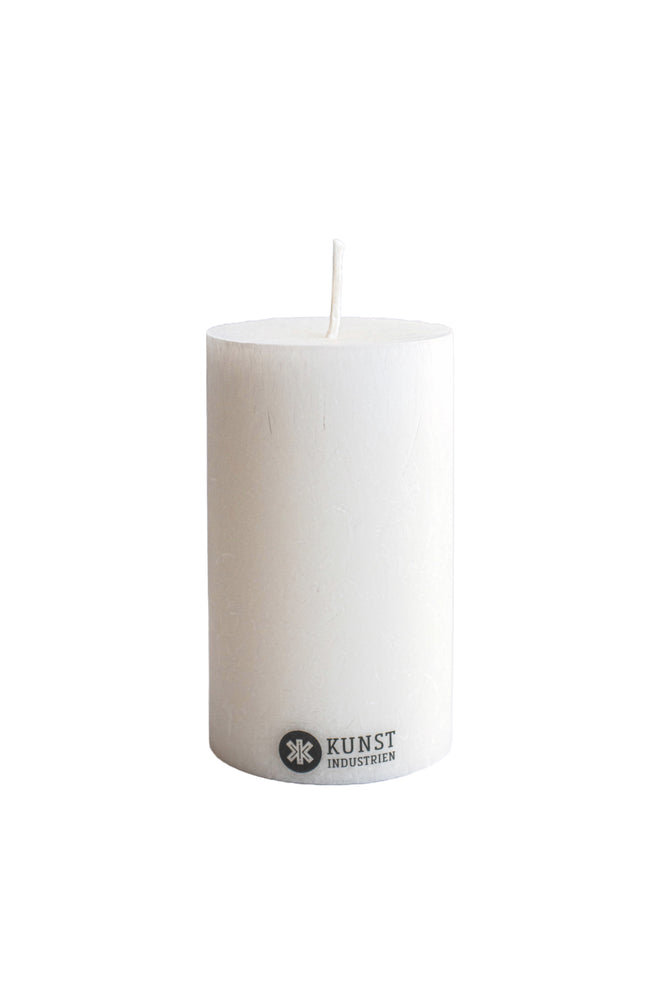 Upcycled olive wax pillar candles 6 cm x 10 cm - White