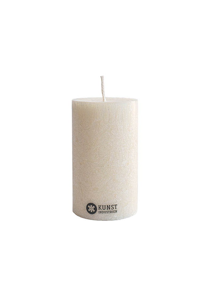 Upcycled olive wax pillar candles 6 cm x 10 cm - Off White #03