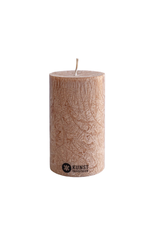 Upcycled olive wax pillar candles 6 cm x 10 cm - Hazelnut #61