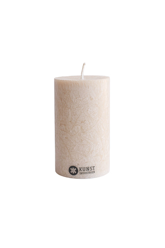 Upcycled olive wax pillar candles 6 cm x 10 cm - Sand #63