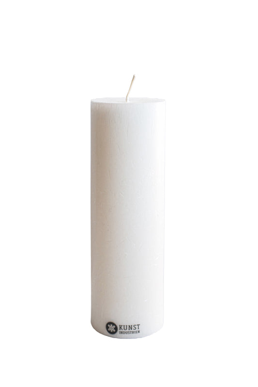 Upcycled olive wax pillar candles 6 cm x 18 cm - White