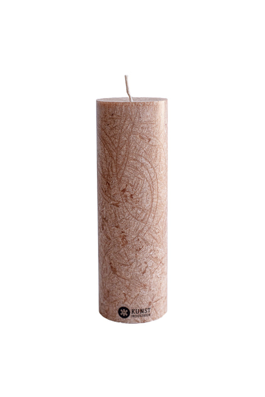 Upcycled olive wax pillar candles 6 cm x 18 cm - Hazelnut #61