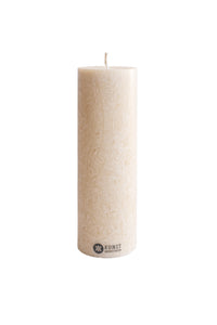 Upcycled olive wax pillar candles 6 cm x 18 cm - Sand #63