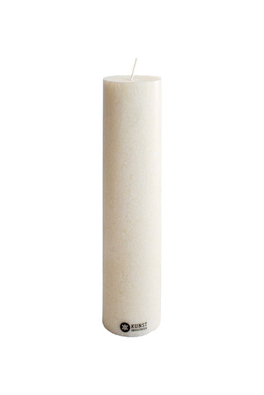 Upcycled olive wax pillar candles 6 cm x 25 cm - Off White #03