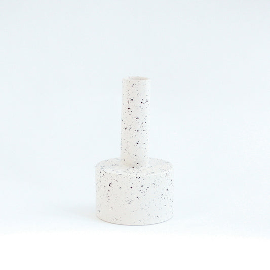 Ads-Kalle-Candle holder - White with burnt Brown Dots