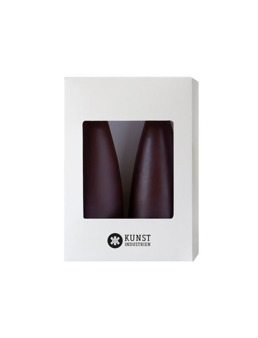 Coloured Cone-Shaped Candles - ø-6,5 cm, length 16 cm - 2-pack - Chocolate Brown #60