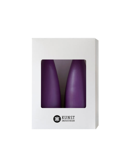 Coloured Cone-Shaped Candles - ø-6,5 cm, length 16 cm - 2-pack - Violet/Julelilla #77