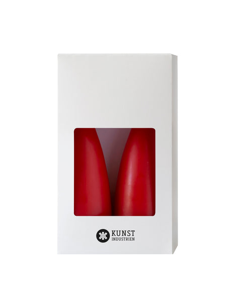 Colored Cone-Shaped Candles - ø-6.5 cm, length 20 cm - 2-pack - X-mas Red #10