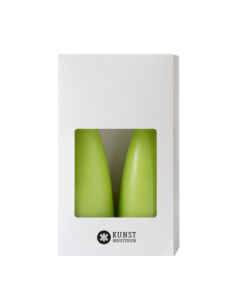 Colored Cone-Shaped Candles - ø-6.5 cm, length 20 cm - 2-pack - Lime #31