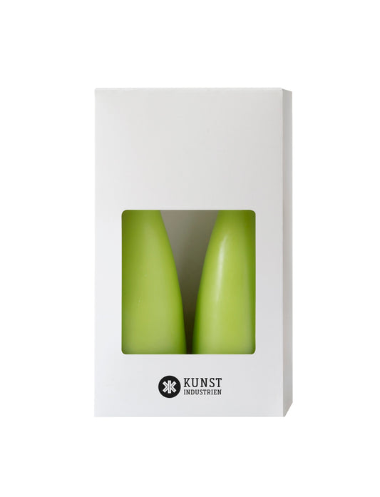 Coloured Cone-Shaped Candles - ø-6,5 cm, length 20 cm - 2-pack - Lime #31