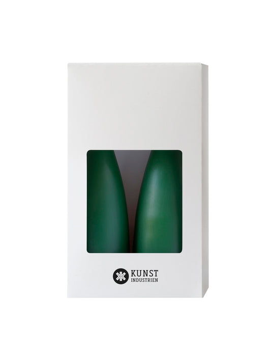 Coloured Cone-Shaped Candles - ø-6,5 cm, length 20 cm - 2-pack - Bottle Green #34