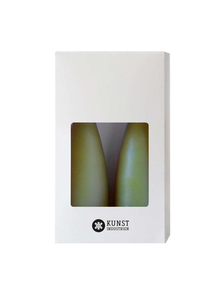 Farbige kegelförmige Kerzen – ø-6,5 cm, Länge 20 cm – 2er-Pack – Olive #36