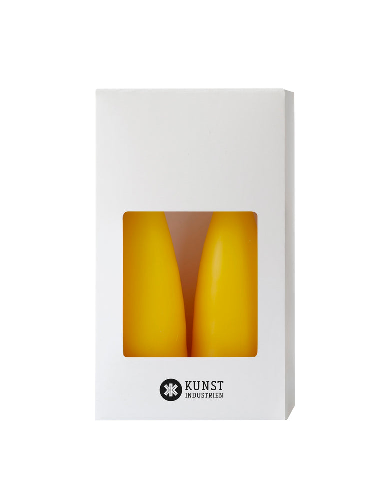 Coloured Cone-Shaped Candles - ø-6,5 cm, length 20 cm - 2-pack - Lemon Yellow #53
