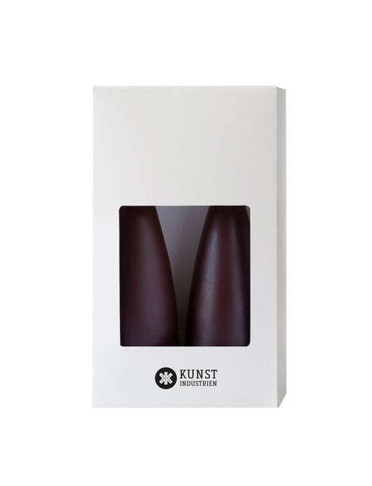 Colored Cone-Shaped Candles - ø-6.5 cm, length 20 cm - 2-pack - Chocolate Brown #60