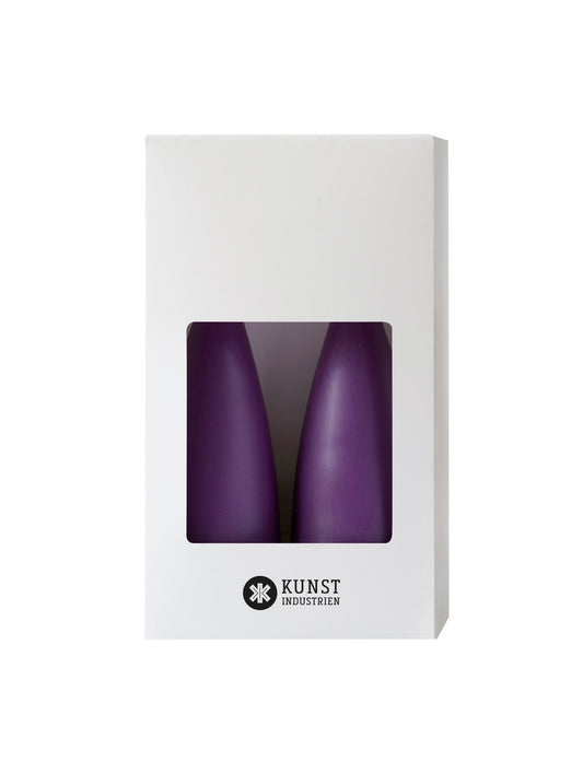 Colored Cone-Shaped Candles - ø-6.5 cm, length 20 cm - 2-pack - Violet/Christmas purple #77