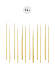 Slim colored candle, Ø=1.3 cm H= 28 cm gift box w. 12 pcs. - Ivory #05