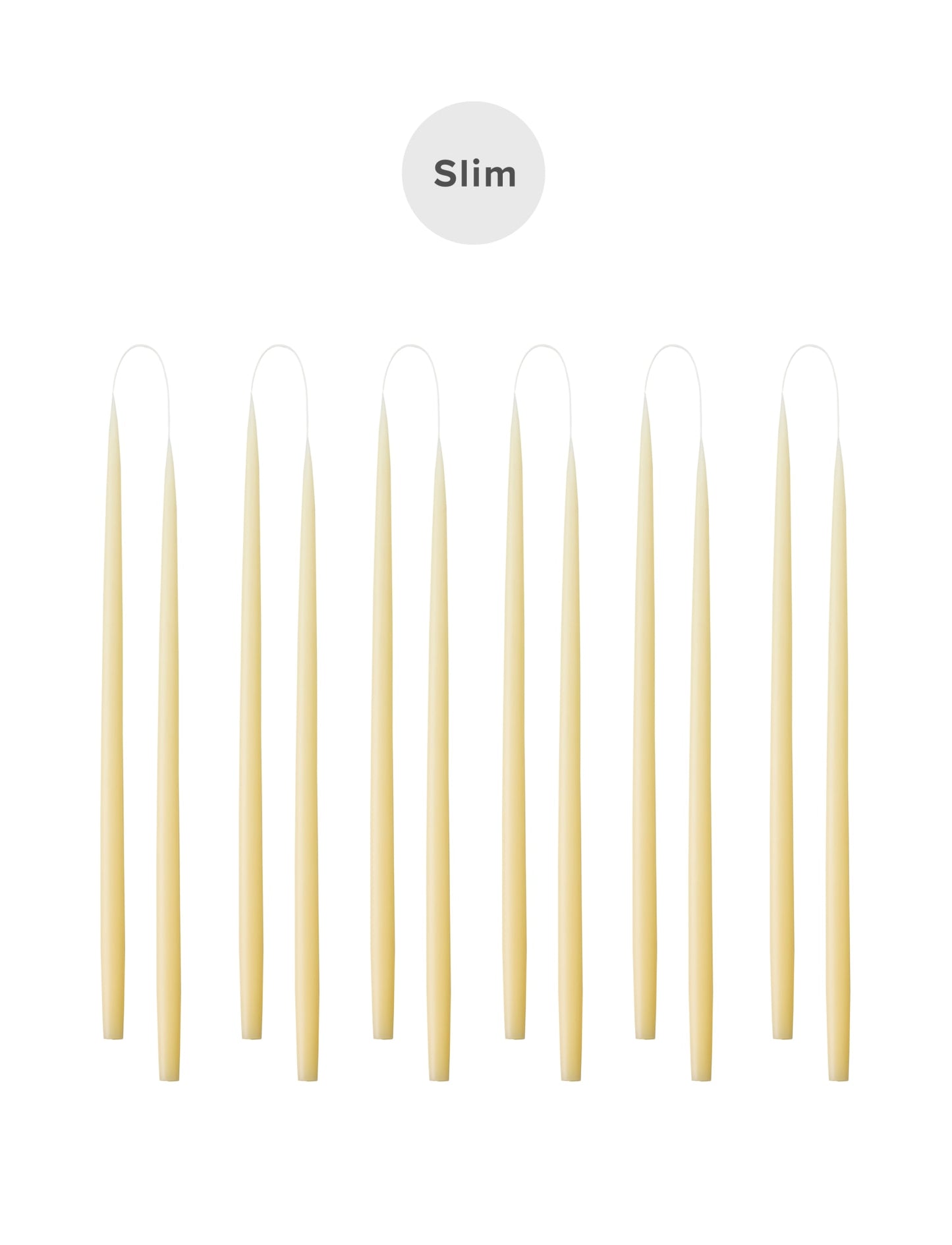 Slim colored candle, Ø=1.3 cm H= 28 cm gift box w. 12 pcs. - Ivory #05