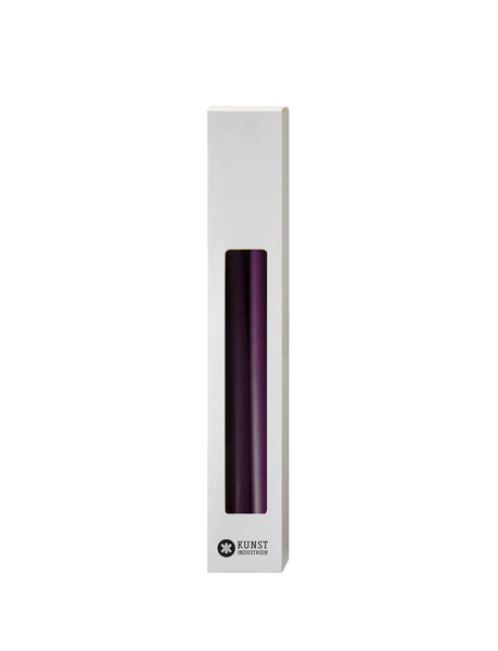 Schlanke farbige Kerze, Ø=1,3 cm H= 28 cm Geschenkbox m. 12 Stk. - Violett/Weihnachtslila #77