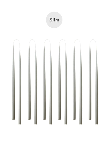 Slim colored candle, Ø=1.3 cm H= 28 cm gift box w. 12 pcs. - Gray #96