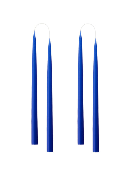 Hand dipped, dyed candle, in 4 pack - 2.2x35 cm - Cobolt Blue #23