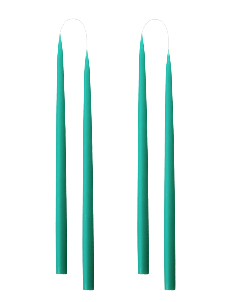 Hand dipped, dyed candle, in 4 pack - 2.2 cm x 45 cm - Turquoise #25