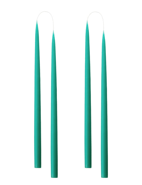 Hand dipped, dyed candle, in 4 pack - 2.2 cm x 45 cm - Turquoise #25