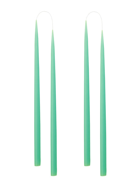Hand dipped, dyed candle, in 4 pack - 2.2 cm x 45 cm - Mint Green #30