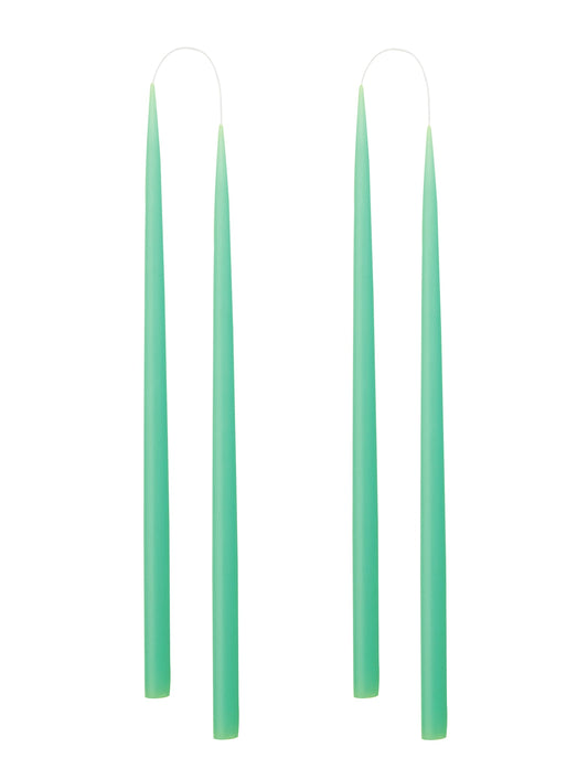 Hand dipped, dyed candle, in 4 pack - 2.2 cm x 45 cm - Mint Green #30