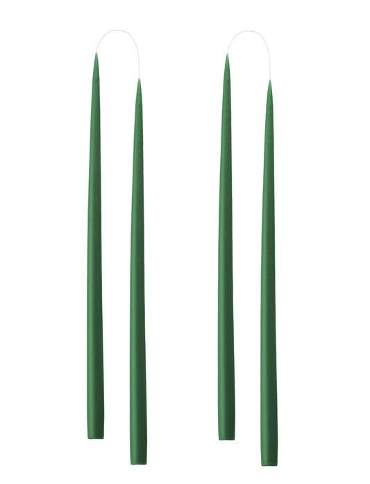 Hand dipped, dyed candle, in 4 pack - 2.2 cm x 45 cm - Forest Green #32