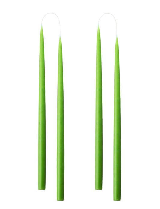 Hand dipped, dyed candle, in 4 pack - 2.2 cm x 45 cm - Light Green #37