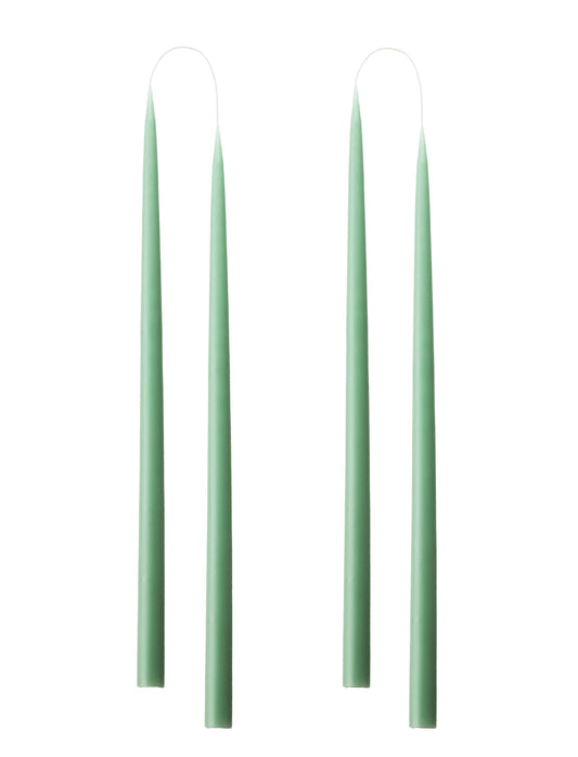 Hand dipped, dyed candle, in 4 pack - 2.2 cm x 45 cm - Dark Reseda Green #38